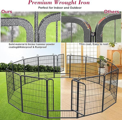 Dog Playpen Outdoor, 40 inch Heavy Duty Dog Fence for Yard 14 Panels Dog Pens Outside Rustproof Metal Pet Puppy Playpen for Large Medium Dogs, Portable Pet Fence for RV Camping, Yard
