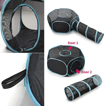 Cat Furniture Tent for Indoor and Outdoor Playpen Portable Cat Tunnels, Outdoor Kennel (Hexagon + Tunnel)