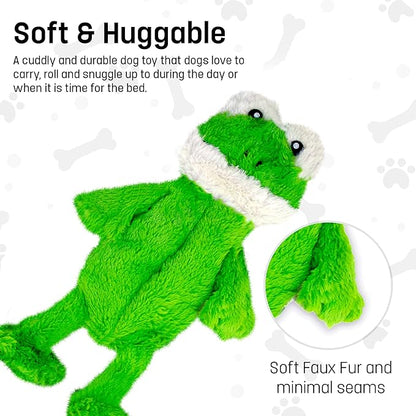 FGA MARKETPLACE Frog Flat NO Stuffing NO Squeak Plush Dog Toy, Funny Style Will Entertain Your Dog for Hours, Recommended for Small and Medium Dog 21 INCH Long