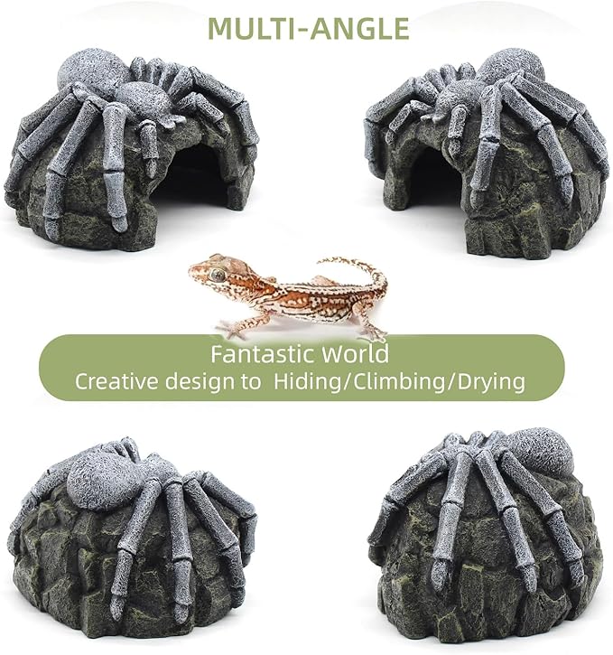 Reptile Rock Cave Hideouts Terrarium Habitat Decor Gecko Tank Accessories for Fish, Reptiles, Amphibians,Frogs, Snakes,Lizards,Shrimps, Spiders and Small Animals Crab