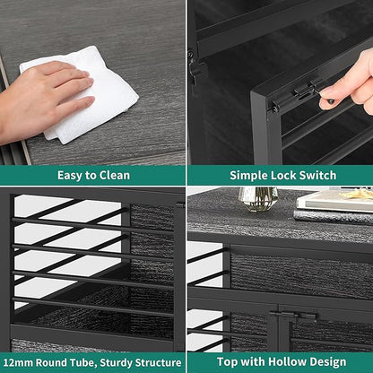 YITAHOME 39" Dog Crate Furniture with Wheels, Farmhouse Decorative Wood Dog Cage End Table Chew-Resistant Wooden Dog Kennel Indoor for Small Dogs, Grey