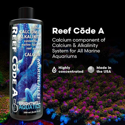 Brightwell Aquatics - Reef Code A - Balanced Calcium & Alkalinity System Water Conditioner - For All Saltwater Marine Fish & Reef Fish Tanks - Aquarium Water Treatments, 8.45 fl oz
