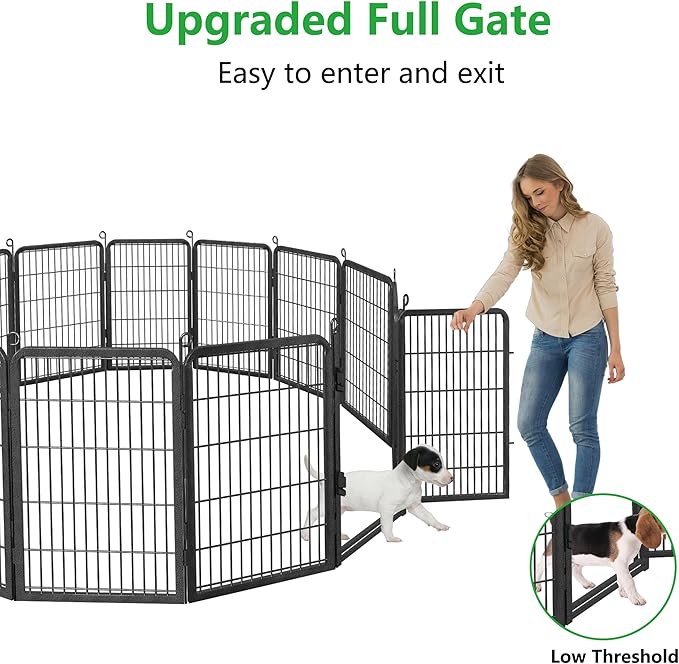 Dog Playpen Outdoor, 32" Height 30 Panels Pet Fence with Low Threshold Full Gate, Large Dog Fence Outdoor for Yard, Heavy Duty Pet Playpen Metal Play Pen Fence for RV Camping