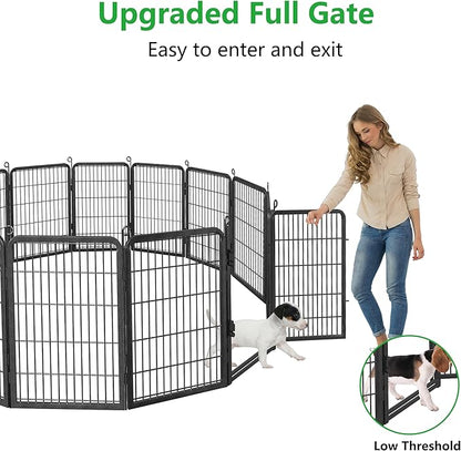 Dog Playpen Outdoor, 32" Height 42 Panels Pet Fence with Low Threshold Full Gate, Large Dog Fence Outdoor for Yard, Heavy Duty Pet Playpen Metal Play Pen Fence for RV Camping