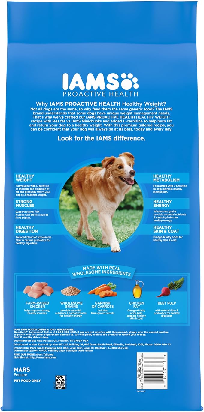 IAMS Proactive Health Healthy Weight Control Adult Dry Dog Food with Real Chicken, 7 lb. Bag
