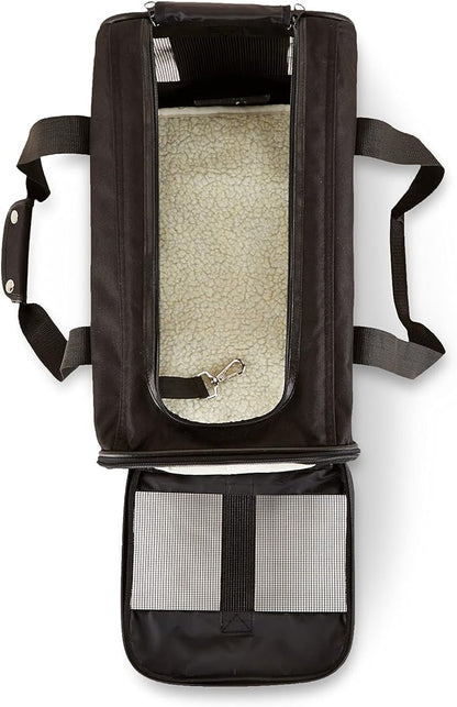 Amazon Basics Soft-Sided Mesh Pet Travel Carrier for Dog, Cat, Medium, 16.5" L x 9.4" W x 9.8" H, Black