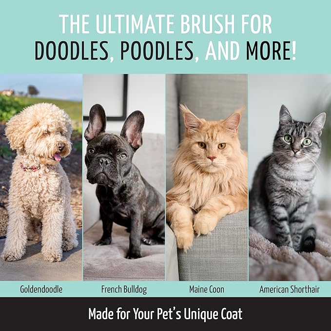 Tauro Pro Line Plastic Long & Short Hair Slicker Dog Brush for Deshedding & Detangling - Mint Slicker Brush for Dog & Cat Grooming - Rectangular, Flexible Cushion & Non-Slip Grip