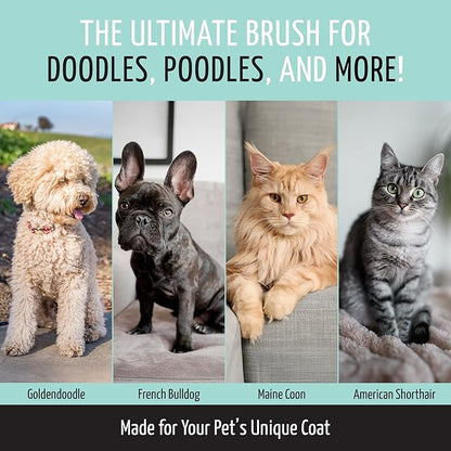 Tauro Pro Line Plastic Long & Short Hair Slicker Dog Brush for Deshedding & Detangling - Mint Slicker Brush for Dog & Cat Grooming - Rectangular, Flexible Cushion & Non-Slip Grip