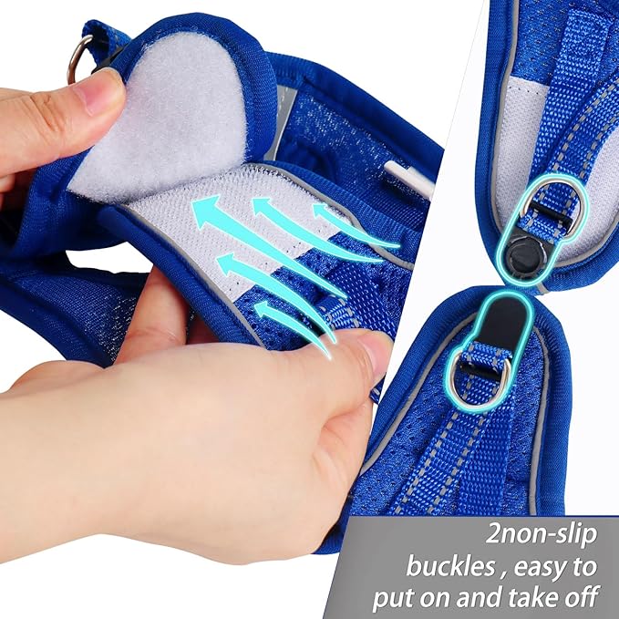 Dog Harness for Small Dogs, Small Dog Harness and Leash Set, Honeycomb Grid, Reflective Lightweight Harness & Anti-Twist Pet Lead,Dog Harness(Multi Color, Size: XS-S-M) (S, Sapphire Blue)