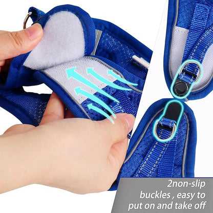 Dog Harness for Small Dogs, Small Dog Harness and Leash Set, Honeycomb Grid, Reflective Lightweight Harness & Anti-Twist Pet Lead,Dog Harness(Multi Color, Size: XS-S-M) (S, Sapphire Blue)