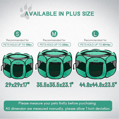 Portable Dog Playpen Crate Cage for Small Dogs Indoor Outdoor, Collapsible Pop Up Pet Cat Kitten Play Pen Tent Enclosed, Foldable Dog Kennel with Bottom Roof Cover for Rv Camping - Green