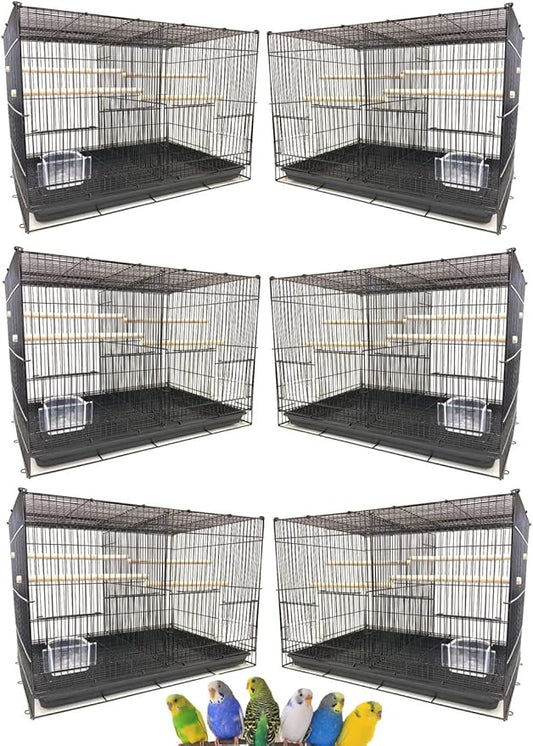 Lot of Breeding Flight Bird Cage for Aviaries Canaries Budgies Finches Lovebird Parakeet (24"x16"x16" Black with Divider)