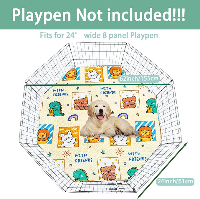 Dog Playpen Mat Crate Mat Puppy Pads,Fits 24 Inch 8 Panels Regular Octagon Pet Playpen [PLAYPEN Not Included!] Reusable Washable Whelping Pet Mattress Pads Pet Training Pads for Playpen, Crate, Kennel