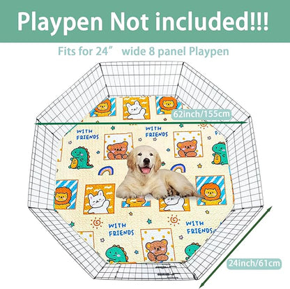 Dog Playpen Mat Crate Mat Puppy Pads,Fits 24 Inch 8 Panels Regular Octagon Pet Playpen [PLAYPEN Not Included!] Reusable Washable Whelping Pet Mattress Pads Pet Training Pads for Playpen, Crate, Kennel