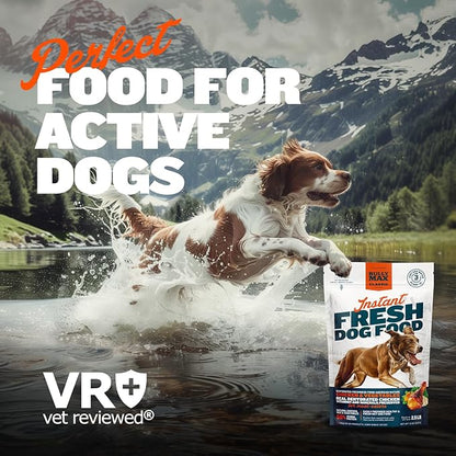 Bully Max Instant Fresh Wet Dog Food - Nutrient-Rich Dehydrated Raw Dog Food with Natural Chicken Recipe - 10 Bags of 15 oz Pouches, Wet Dog Food Alternative - Makes 25 lbs. of Wet Food