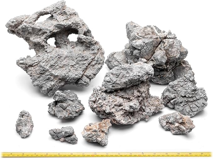 SubstrateSource Natural Stone for Aquarium, Terrarium, Paludarium, Reptile Enclosures - Set of Decorative Rocks for Landcapes, Aquascaping, Fish Tank Decor (Wolf Stone, 30 Pounds)