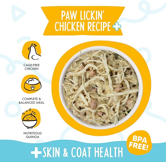 Weruva Meals 'n More Natural Wet Dog Food, Paw Lickin Chicken Plus Skin & Coat Health, 3.5oz Cup (Pack of 12)