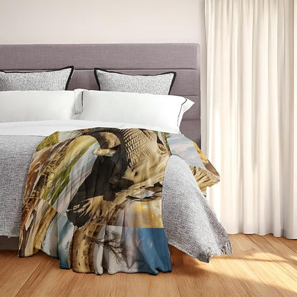 Elephants Throw Blanket - Ultra Soft, Cozy Plush Flannel - Lightweight, Warm, and Fuzzy, Perfect for Couch, Office, or Travel - Fluffy, Decorative Home Accessory 60_80 Inch