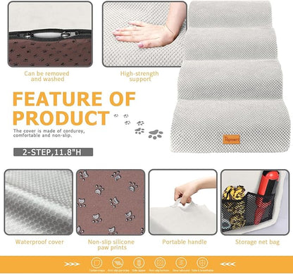 Topmart High Density Foam Dog Steps 4 Tiers,Extra Wide Deep Pet Steps,Non-Slip Pet Stairs,Dog Ramp for Bed,Soft Foam Dog Ladder,Best for Older Dogs Injured,Older Pets,Cats with Joint Pain