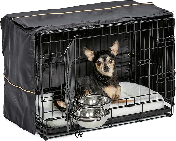 MidWest Homes for Pets iCrate Dog Crate Starter Kit | 22-Inch Dog Crate Kit Ideal for XS Dog Breeds (Weighing up to 12 Pounds) || Includes Dog Crate, Pet Bed, 2 Dog Bowls & Dog Crate Cover