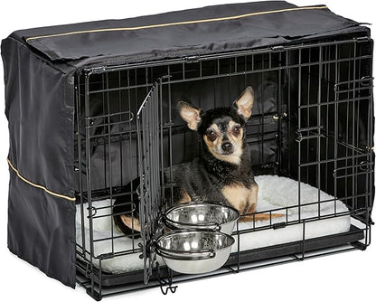 MidWest Homes for Pets iCrate Dog Crate Starter Kit | 22-Inch Dog Crate Kit Ideal for XS Dog Breeds (Weighing up to 12 Pounds) || Includes Dog Crate, Pet Bed, 2 Dog Bowls & Dog Crate Cover