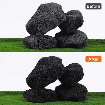 6-8 Inches Large Natural Black Lava Rock 4 PCS Aquarium Rocks for Aquascaping, Aquarium Landscaping, Terrariums, Fish Tank Decoration, Vivariums, Paludarium, Reptile and Amphibian Enclosures