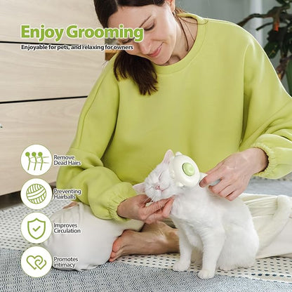 MoeSoce Self Cleaning Dog Brush for Short Haired Dogs, Cat Deshedding Brush with Release Button, Removes Loose Hair and Tangles, Green