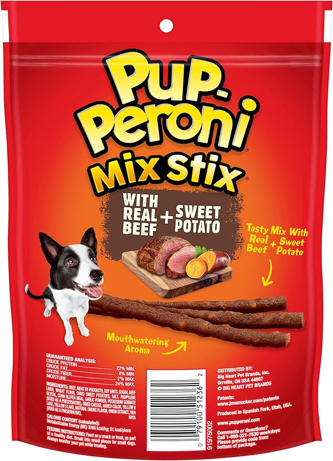 Pup-Peroni Dog Treats, Real Beef + Sweet Potato Mix Stix, 5.6 Ounce (Pack of 8)