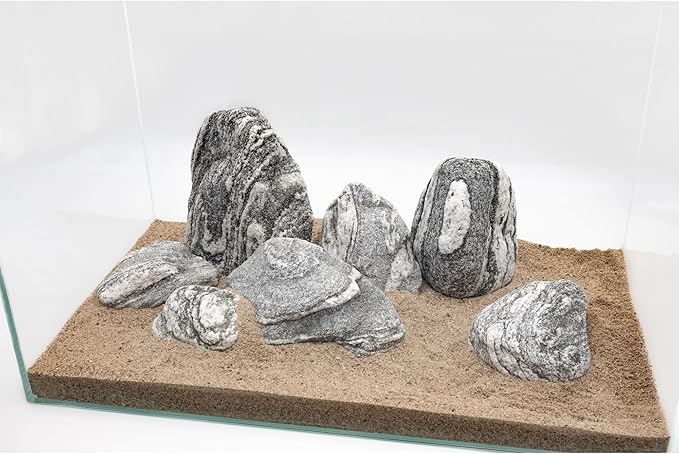 Aquarium Rocks Silver Seiryu Rock 5lb Natural Stone for Fish Tanks, Terrariums, Bonsai, Garden Decoration, Micro Landscapes & Reptile Terrariums(2-5inch 4-5Pcs)