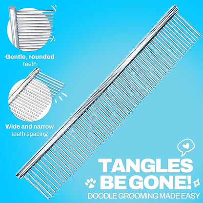 Doodle Brush for Dogs - Finishing Metal Dog Comb for Goldendoodles, Labradoodle, Poodle, Metal Comb for Dogs for Grooming, Doodles Grooming Combs for Dog Hair, Cockapoo and Doodle Combs for Groomer