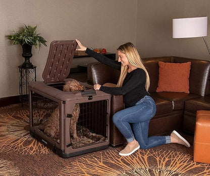 Pet Gear _he Other Door 4 Door Steel Crate for Dogs/Cats with Garage-Style Door, Includes Plush Bed + Travel Bag, No Tools Required, 3 Models, 3 Colors