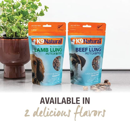 K9 Natural - Grain-Free Air Dried Dog Treat Protein Bites - Lamb Lung, 1.76oz