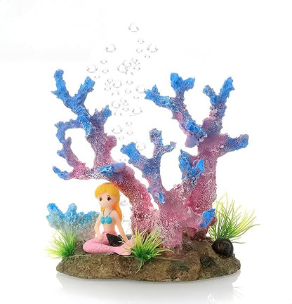 Fish Tanks Decorations, Mermaid Statue ，Mermaid Garden, Fish Tank Decorations, Handicraft Decorations, Mermaid Decorations (1, Lila Cartoon Meerjungfrau)