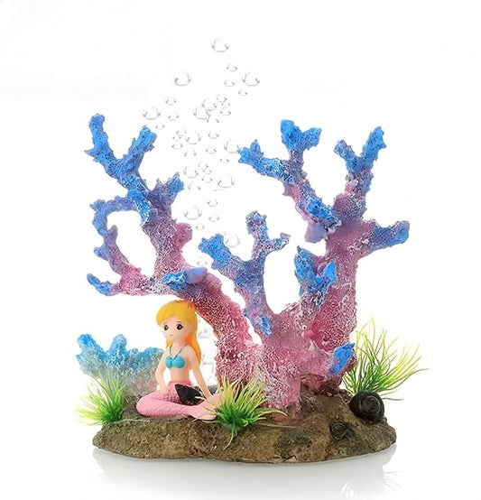 Fish Tanks Decorations, Mermaid Statue ，Mermaid Garden, Fish Tank Decorations, Handicraft Decorations, Mermaid Decorations (1, Lila Cartoon Meerjungfrau)