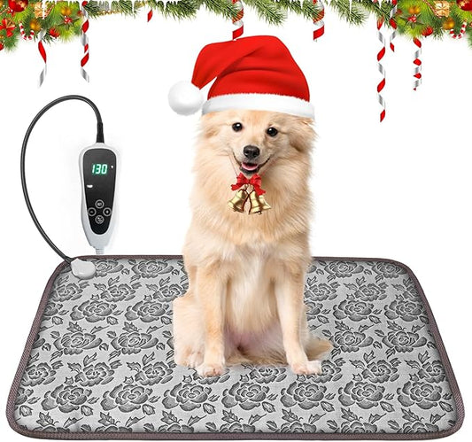 Dog Heating Pad for Dogs 28x18in Waterproof Pet Heating Pad Smart Thermostat Switch, Whelping Supplies Heated Dog Bedï¼_dding Wire Rope Wires Puppy Heating Pad Mat-Rose