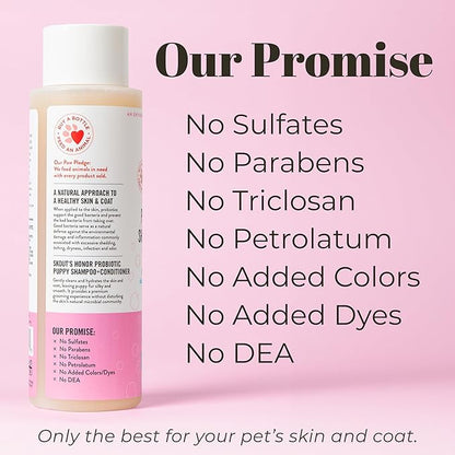 Skout's Honor Probiotic Dog Shampoo & Conditioner with Avocado Oil & Omega-3s, 97% Natural, Paraben & Sulfate-Free, Cruelty-Free, 16oz, Happy Puppy