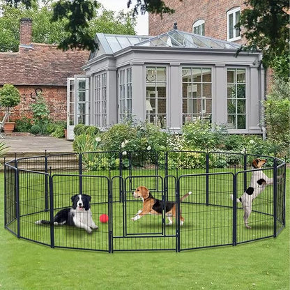Dog Playpen Portable Outdoor Dog Fence, Dog Playpen for Large/Medium/Small Dogs, Dog Fences for The Yard with Doors Foldable Metal