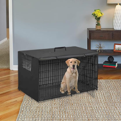 48Inch Wire Dog Crate Cover,Durable Windproof Privacy Polyester Pet Kennel Covers,Breathable Blackout Cover for 1/2/3 Door Dog Cage. (48" L x 30" W x 33" H,Black)