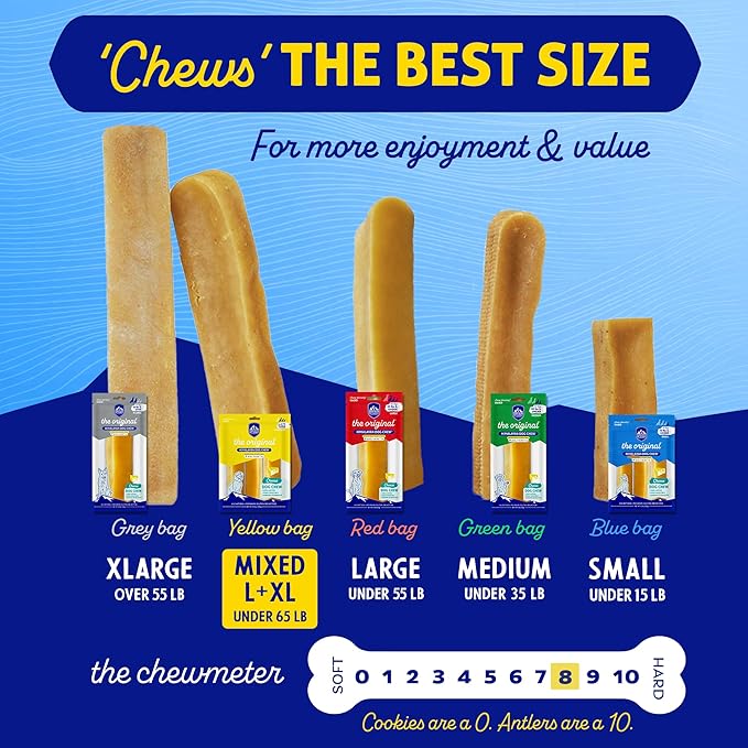 Himalayan Dog Chew Original Yak Cheese Dog Chews, The Better-For-You Chew, 100% Natural, Long Lasting, Healthy Safe Dog Treats, Lactose & Grain Free, Protein Rich, For Dogs 65 Lbs & Smaller, 5-Count