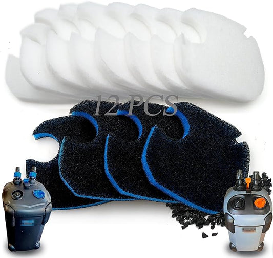 NEWKE 12 Pack Upgraded Canister Filter Pads for AMOSIJOY 172/225/265GPH Aquarium External Filter, Replacement Pads for PONDFORSE Canister Filter (4 3in1 Coarse Filter Pads & 8 White Floss)