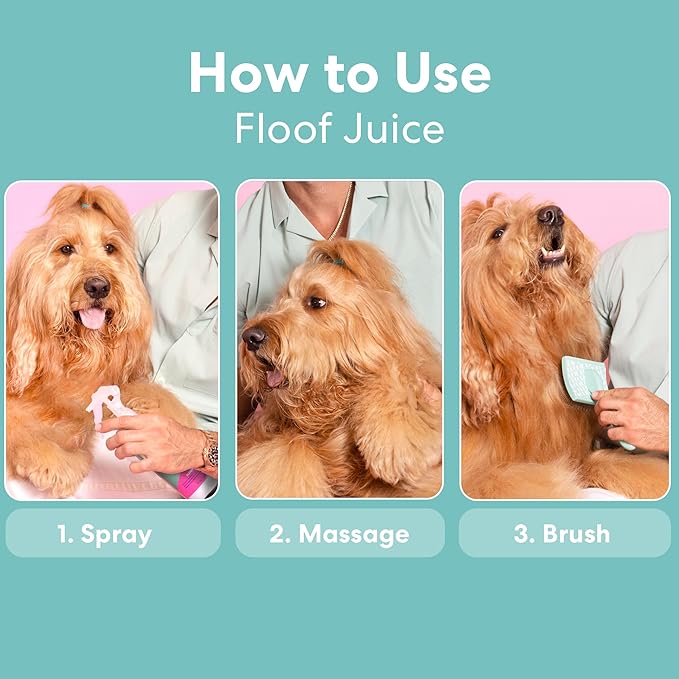 Floof Juice Dry Shampoo for Dogs - Hypoallergenic Conditioning Detangling - No Rinse Spray for Odor Control for Smelly Dogs, Waterless - Made in USA (10oz)