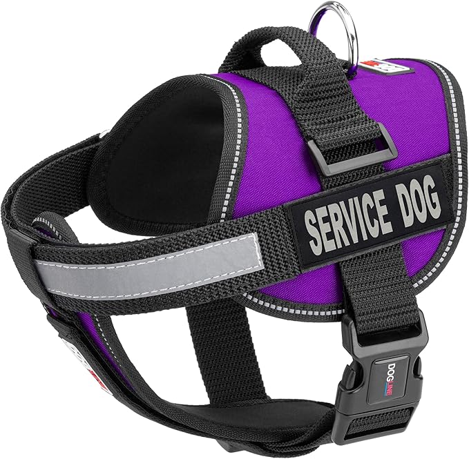 Dogline Unimax Service Dog Vest and Free Service Dog ID Badge with ADA Law, Large, Purple