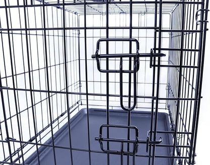 Durable, Foldable Metal Wire Dog Crate with Tray, Single Door, 24 x 16.7 x 19 Inches, Black