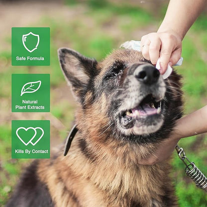 Flea and Tick Wipes for Dogs & Cats, Dog Flea and TIick Treatment Prevention Wipes, All Natural Grooming Wipes for Cleaning, Help with Ticks, Fleas, Eggs & Larvea, 160 Count