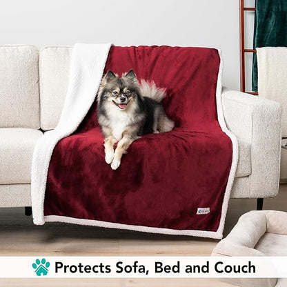 PetAmi Dog Blanket for Small Medium Dogs, Pet Bed Blanket Cat Puppy Kitten, Fleece Furniture Couch Cover Protector Sofa Car, Soft Sherpa Dog Throw Plush Reversible Washable, Mini 29x40 Maroon Red