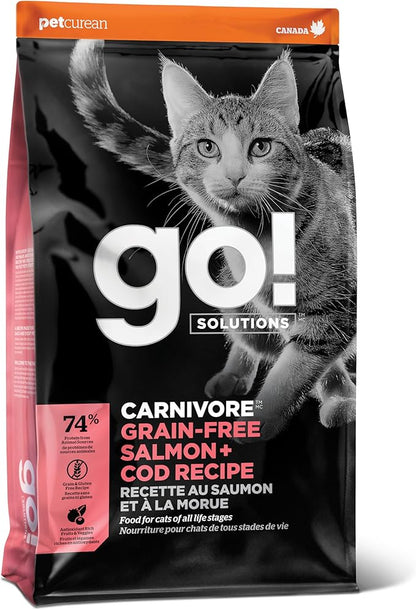 Go! Solutions Carnivore, Grain-Free, Protein Rich Dry Cat Food, Salmon and Cod Recipe, 16 lb Bag