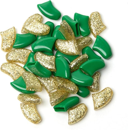Soft Claws Nail Caps for Dogs with Non-Slip Design Made in USA - 40 Dog Nail Covers for Long-Lasting Protection of Floors and Furniture - Green & Gold Sparkle, XXL