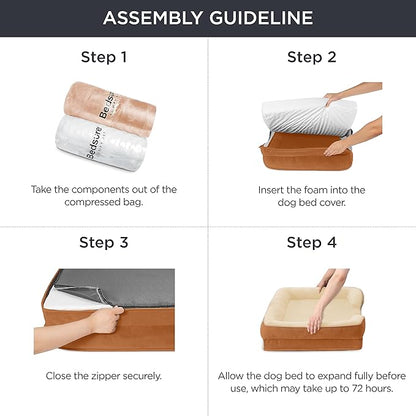 Bedsure Orthopedic Dog Beds Large Sized Dog - Washable Large Dog Cat Bed Waterproof, Comfort Dogs Couch Sofa with Washable Removable Cover, Pet Bed with Nonskid Bottom, Ember Clay, 35"