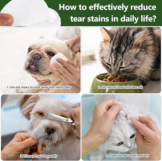 Soft Pet Eye Wipes with Aloe Vera Extract, Gentle Cleansing for Dogs & Cats - Multi-Use for Eyes, Paws, Ears & Chin Care, PH Balanced for Sensitive Skin (200 PCS)