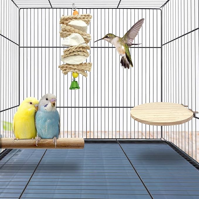 6 Pcs Bird Perches Parrot Perch Stand Platform Bird Cuttlebone Beak Grinding Stone Chew Toys Cage Accessories for Parakeets Cockatiels Conures Lovebirds